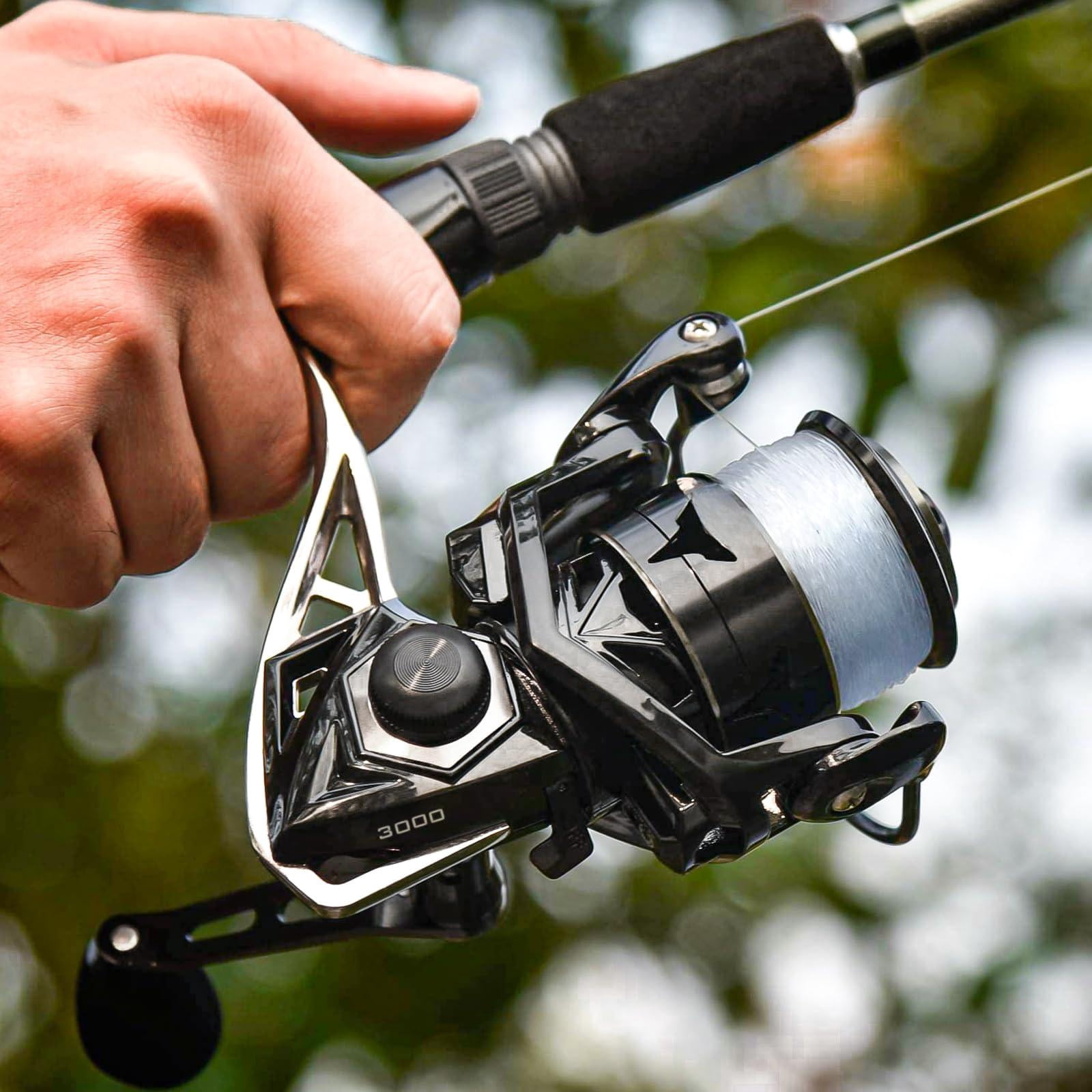 Megatron Spinning Reel  Freshwater And Saltwater Fishing Rigid Aluminum Frame 7+1 Double-shielded Stainless-steel Bb Over 30 Lbs. Carbon Drag Cnc Spool & Handle