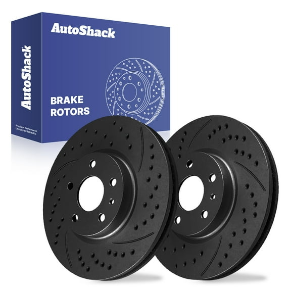 AutoShack Front Drilled & Slotted Brake Rotors | Replacement For 2013-2020 Ford Fusion 2013-2016 Lincoln MKZ 2.0L 3.7L V6 AWD FWD | Black E-Coated | 2-PC Set | NightGuard