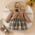 thumbnail image 2 of enyan Toddler Girl Fall Clothes Girls Dresses Sets Minnie Pink Graphic Crewneck Crop Sweatshirt and Plaid Skirt School Outfits Kids Brown,6-9 Months, 2 of 7