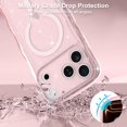 thumbnail image 4 of Magnetic for iPhone 17 Pro Case Clear, Sparkly Bling Glitter Cute Curly Wave Transparent Cover for Women Men Compatible with MagSafe Shockproof Protective Phone Case for iPhone 17 Pro, Pink, 4 of 7