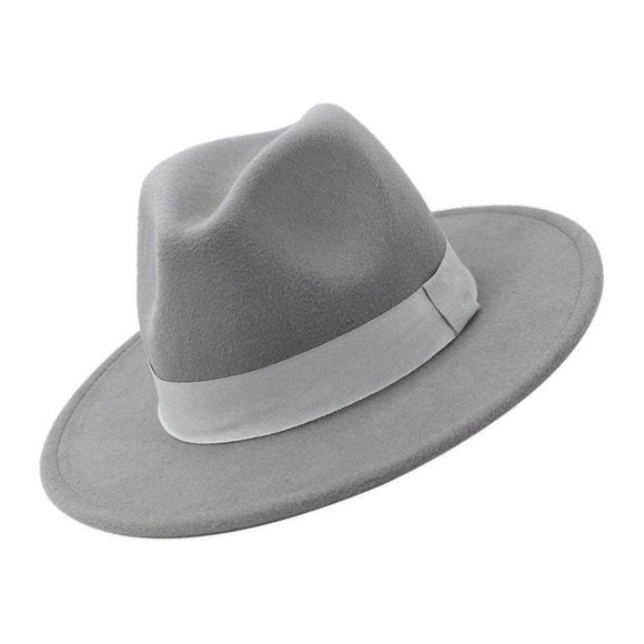 Langgg Unisex Elegant Church Fedora wool fashion boho shirt Hat Ribbon Band hemlock women women's buckles rancher Belt Winter Outdoor Light Gray