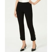 JM Collection Women's Contrast Loop Ankle Pants Black Size Large