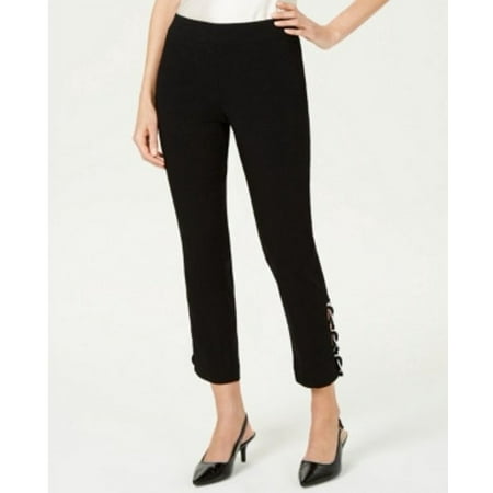 JM Collection Women's Contrast Loop Ankle Pants Black Size Large