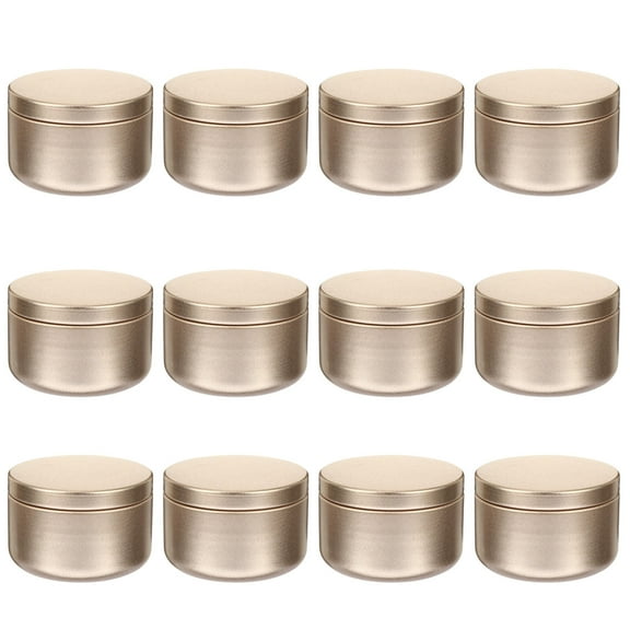 SEWOART 12Pcs Metal Candle Jar Containers for Storage and Craft Making in Golden Aluminum