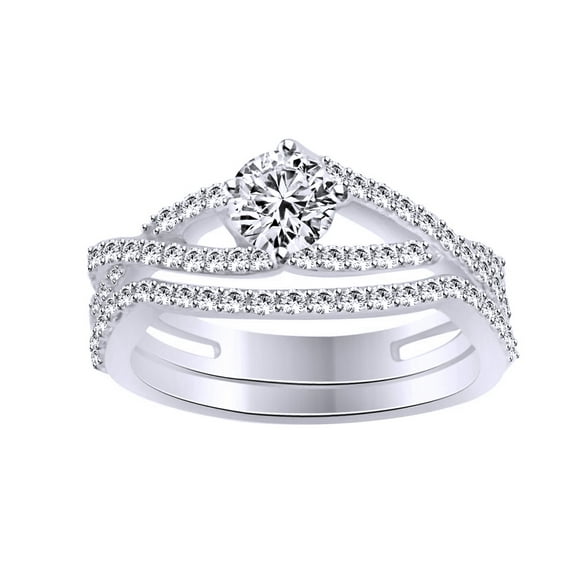 AFFY White Natural Diamond Band Ring In 14k White Gold (0.96 Cttw)