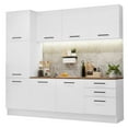 thumbnail image 1 of Madesa Hazel Kitchen Set 94"L Pantry Storage 3 Drawers 2 Wall Cupboard 2 Base Cabinet Engineered Wood Multiple Compartments Organization Unit - White, 1 of 11