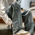 thumbnail image 6 of LIJCC Teen Boys Jeans Star Decoration Baggy Straight Wide Leg Elastic Waist Denim Pants Loose Casual Jean Pants, 6 of 6