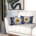 thumbnail image 5 of Summer Daisy Floral Lumbar Pillow Covers 12X20 Inch Set of 2 White Petal Flower Bloom Decorative Pillow Cases Navy Blue Seasonal Cushion Case Farmhouse Home Decor for Sofa Couch Porch Outdoor, 5 of 6