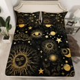 thumbnail image 2 of Manfei Boho bohemian Bed Sheets,Vintage Sun Pattern King Sheets,Gold Black Sheet Set For Teens,Super Cozy Room Decor,4pcs, 2 of 7