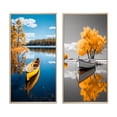 thumbnail image 2 of Designart "Reflecting on a Yellow Boat in Monochrome II" Boat Framed Wall Art Set Of 2 - Yellow Transportation Framed Canvas Set For Living Room Decor, 2 of 6