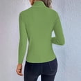 thumbnail image 4 of Women's Turtleneck Sweater 2025 Long Sleeve Shirts Fall Trendy Tops Slim Fitted Ribbed Knit Basic Casual Sweater Green S, 4 of 6