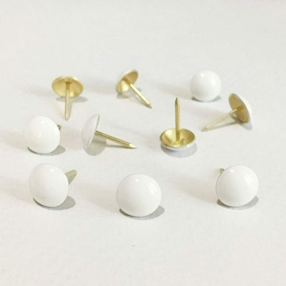 500 Pcs lot : D11mmxL17mm Clous de Canapé Peints en Bois Décoratifs Clous de Pouce pour Bricolage (Peints en Blanc)