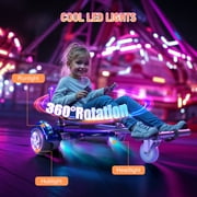 SISIGAD Hoverboard Go Kart with Bluetooth and Lights, 6.5 Hover Board with Seat, 300W Powerful Motor, 6-10mph Max Speed Electric Scooter
