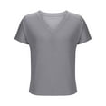 thumbnail image 5 of DPTALR George Women's Summer V-Neck Short Sleeve T-Shirts,Dressy Casual Loose Fit Cute Trendy Fashion Tops,Gray,Size XL, 5 of 7