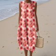 thumbnail image 2 of Women's Summer Maxi Dress 2060 Sleeveless Round Neck Floral Elegant Temperament Dress Casual Loose Long Beach Sundress Travel Vacation Outfits, 2 of 2