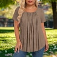 thumbnail image 6 of cocolona Womens Pleated Cute Plus Size Tops Crew Neck Short Sleeve Loose Shirts Casual Flowy Tunic Solid Color Blouses, 6 of 6