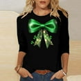 thumbnail image 2 of biudgviw Plus Size St Patrick's Day Shirts for Women Green Print Crewneck Graphic Tops Casual 3/4 Sleeve Tunic Blouse for Festival Party, 2 of 5