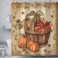 thumbnail image 4 of Fall Shower Curtains for Bathroom, Autumn Pumpkin Harvest Farmhouse Thanksgiving Halloween Maple Leaves Fabric Shower Curtain with Hooks Set 72x72 Inch, 4 of 6