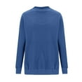 thumbnail image 5 of ATOYSOY Women's Workout Solid Color Blouses Loose Basic Sweaters Tops Relaxed Comfy Casual Trendy Long Sleeve Tees Crew Neck Sweatshirts Fall Blue XXL, 5 of 6