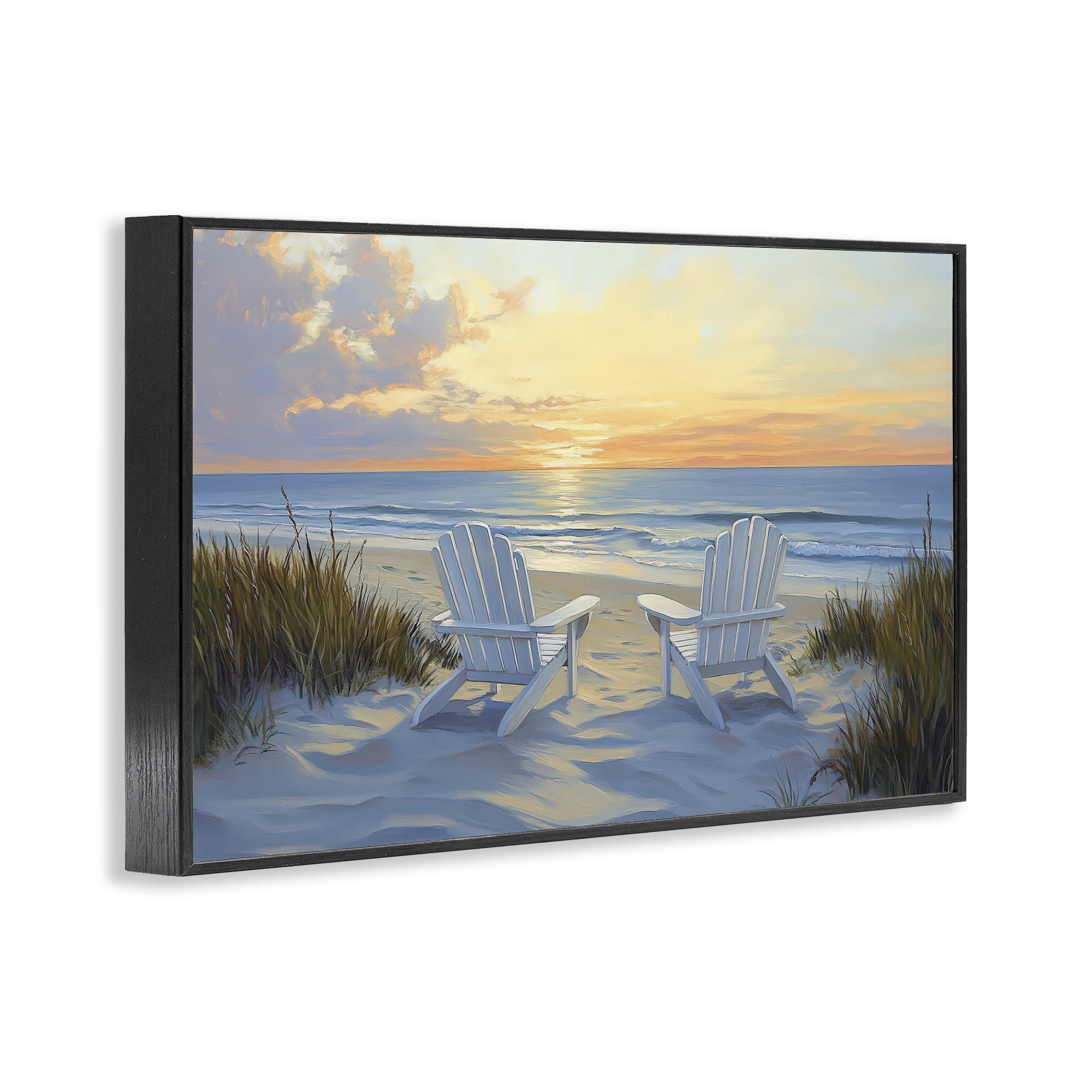 Stupell Industries Calm Beach Sunset Overlook Black Framed Giclee Art, design by Petal Prints Design