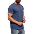 thumbnail image 4 of Qwertyu Mens Henley Lightweight Shirts Short Sleeve Casual Cotton Button T-Shirts Summer Basic Tee Navy 2XL, 4 of 6