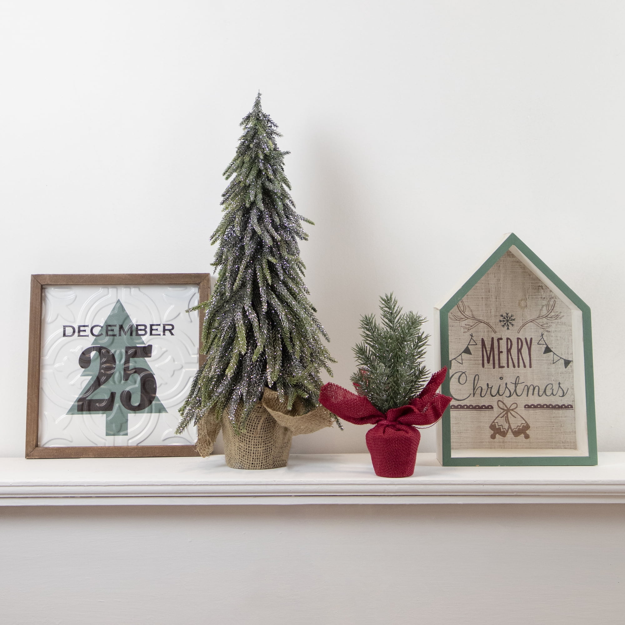 11.75" Green Merry Christmas House Shaped Wall Sign