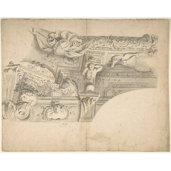 Design for the Decoration of a Cornice Poster Print by Anonymous, Italian, 18th century (18 x 24)