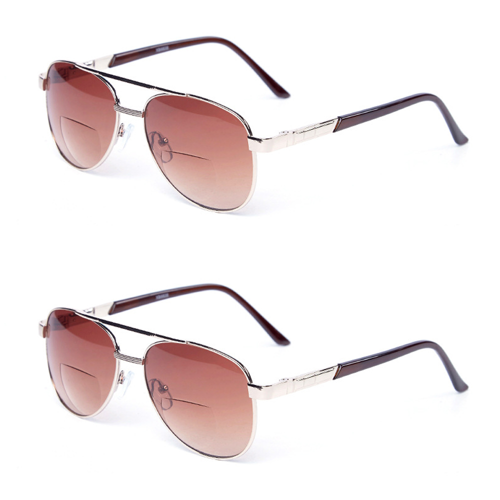 2 Pairs Metal Tinted Bifocal Reading Glasses Vintage Sunglasses Readers