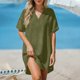 thumbnail image 4 of Vestido de Manga Larga para las Mujeres Caída Color Sólido Solapa Bolsillo de Manga Corta, Vestido Corto de Manga Larga para las Mujeres Longitud de Rodilla Casual, 4 of 8