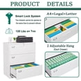 thumbnail image 4 of MIIIKO 3 Drawer Lateral File Cabinet with Lock, White Lateral Filing Cabinet for Legal/Letter A4 Size, Locking Wide File Cabinet for Home Office, Metal, 4 of 5