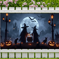 thumbnail image 4 of Spooky Castle Halloween Banner with Witch Bats Jack-o'-lantern for Decoration Party Celebration, 4 of 5