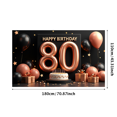 thumbnail image 3 of Black Background Happy 80th Birthday Banner with Rose Gold Balloons Party Decors Photography Props for Birthday Party Celebration Photo Booth Backdrop, 3 of 4
