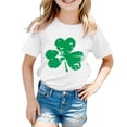 thumbnail image 5 of XIMIN Kids' St. Patrick's Day Soft Short-Sleeve Crew Neck T-Shirt - Distressed White Four-Leaf Clover Graphic, Lucky Charm Top for Boys & Girls, 5 of 8