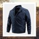 thumbnail image 1 of Chaquetas Hanzidakd para hombre, abrigos de invierno y otoño, manga larga, color liso, cuello alto, bolsillo con cremallera completa, ligeras, gabardinas holgadas, cárdigan informal, tops, azul M, 1 of 3