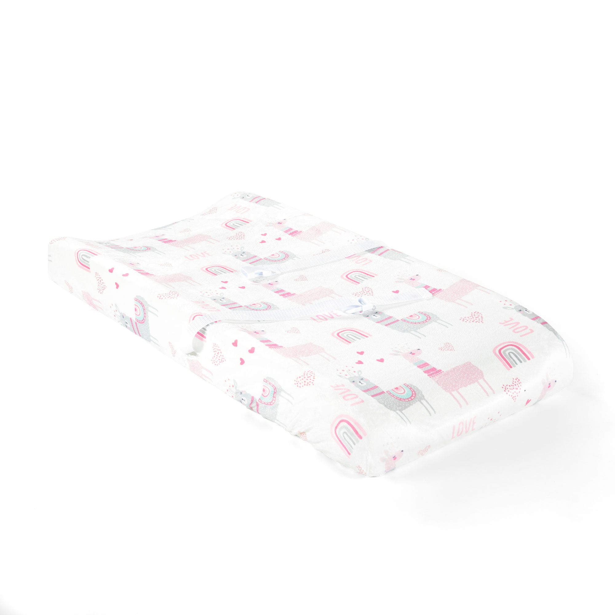 Llama Love Soft & Plush Changing Pad Cover Pink Single 16X32X5