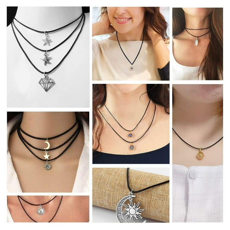 TSV 50pcs Waxed Necklace Cords with Clasps Black Cord Bulks for Bracelet Jewelry Making Walmart