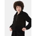 thumbnail image 2 of No Boundaries Half Zip Pullover and Shorts Plush Set, 2-Piece, Women's, 2 of 5