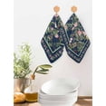 thumbnail image 2 of Navy Blue Flowers Kitchen Dish Towels for Drying Dishes Set of 2, Spring Floral Elegant Pastoral Botanical Waffle Weave Microfiber Hand Tea Bathroom Towels Quick Dry & Absorbent Towel 12x12, 2 of 7