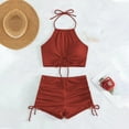thumbnail image 3 of Birdeem Women Solid Color Split Body Sexy Backless Bikini Swimsuit Set, 3 of 10