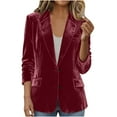 thumbnail image 2 of Neewe Velvet Blazers Jackets for Women Business Casual Long Suit Jacket Dressy Cardigan Blazer Work Office, 2 of 8