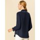 thumbnail image 5 of Blusa De Manga Larga Con Cuello Peter Pan Y Volantes Para Mujer Azul marino S, 5 of 6