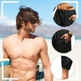 thumbnail image 4 of Pantalones capri de lino para hombre, ligeros, sueltos, 3/4, pantalones cortos con cordón elástico en la cintura, pantalones casuales de yoga para la playa, 4 of 5