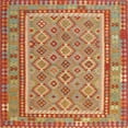 thumbnail image 1 of Ahgly Company Machine Washable Indoor Square Contemporary Fire Engine Red Area Rugs, 3' Square, 1 of 7