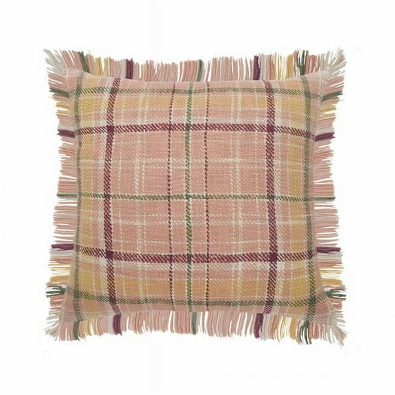 4 x 20 x 20 in. Pink Plaid Zippered 100 Percent Cotton Throw Pillow - Set of 2