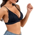 thumbnail image 4 of Alun Lace Deep V-Neck Bras for Women No Underwire Thin Padding Comfortable Breathable Bralettes 2026 Spring Summer Fashion Wavy-Edge Pure Color T Shirt Bra Black S, 4 of 7