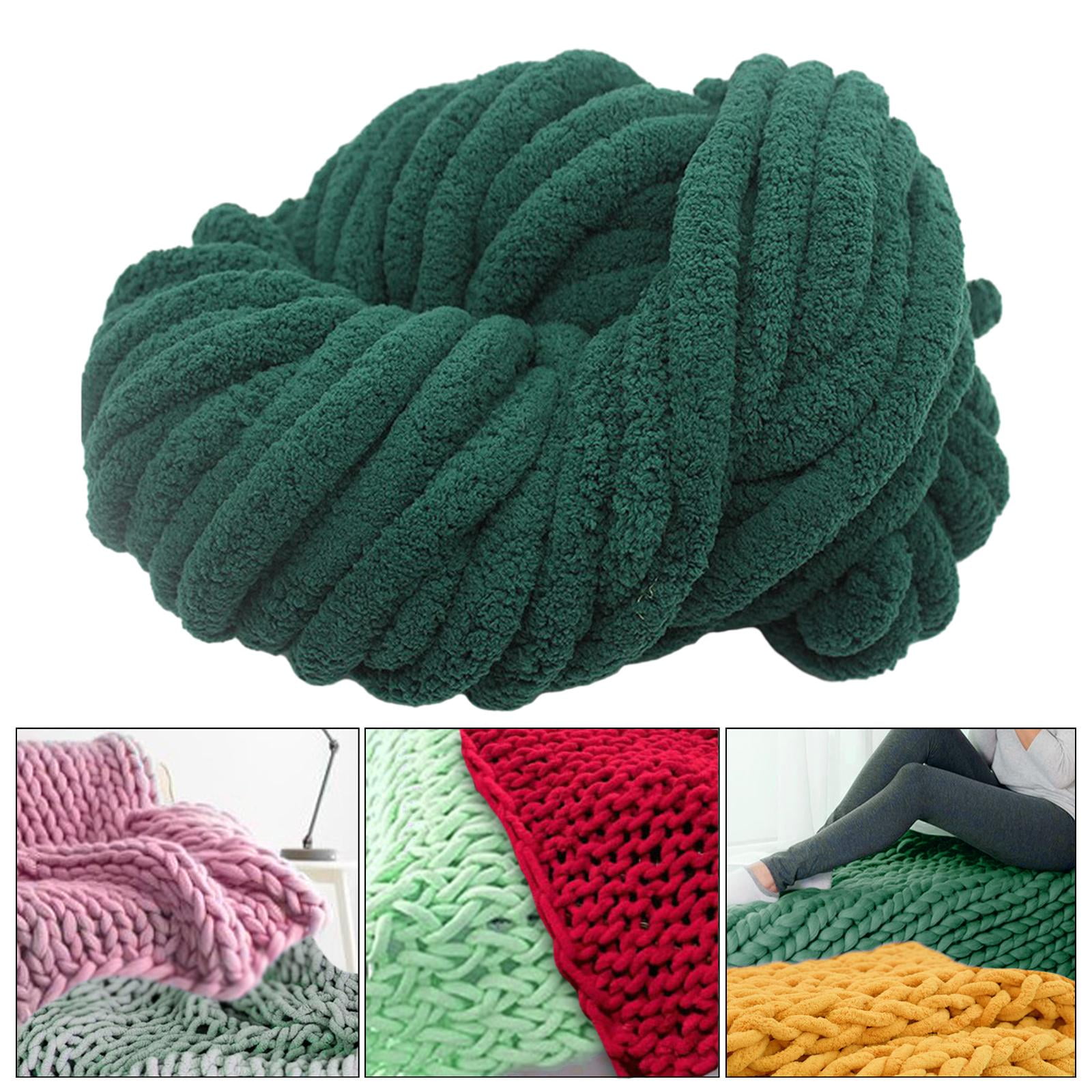 Abbraccia Chunky Chenille Yarn for Crocheting, Bulky Thick Yarn for Knitting,Super Bulky Chunky Yarn for Hand Knitting Blanket Dark Green