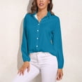 thumbnail image 3 of CG Blue Long Sleeve Blouse Woman Streetwear Casual Shirts Summer Oversize Woman Streetwear Clothing Birthday Present, 3 of 7