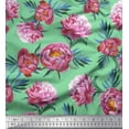 thumbnail image 1 of Soimoi Green Georgette Viscose Fabric Leaves & Floral Printed Fabric 1 Yard 42 Inch Wide, 1 of 1