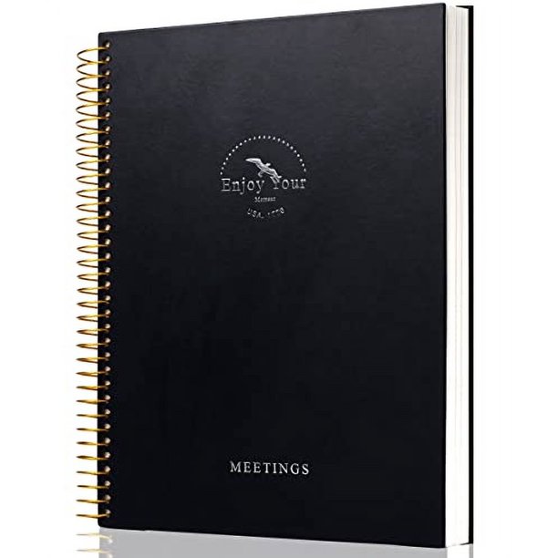 Cuaderno de reuniones con acción, 210 páginas. Planificador organizador de reuniones para oficina. Agenda encuadernada en espiral, tamaño A4 negro