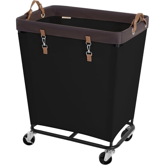 210L Extra Large Rolling Laundry Basket with Wheels, Black